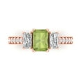 thumbnail image 1 of 1.88 ctw 3 Stone Anniversary Ring for Women | Emerald Cut Natural Peridot | Hyperallergenic Solid 18K Rose Gold, 1 of 5