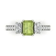 thumbnail image 1 of 1.88 ctw 3 Stone Anniversary Ring for Women | Emerald Cut Natural Peridot | Hyperallergenic Solid 18K White Gold, 1 of 5