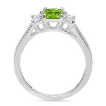 1.88 ct Emerald Cut Natural Peridot Three-Stone Engagement Ring for Women in 18K White Gold