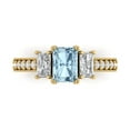 thumbnail image 1 of 1.88 ctw 3 Stone Anniversary Ring for Women | Emerald Cut Natural Swiss Blue Topaz | Hyperallergenic Solid 14K Yellow Gold, 1 of 5