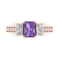thumbnail image 1 of 1.88 ct Emerald Cut Simulated Alexandrite 3 Stone 18K Rose Gold Womens Engagement Ring, 1 of 5