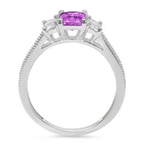1.88 ct Emerald Cut Simulated Alexandrite Three-Stone Engagement Ring for Women in 18K White Gold