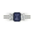 thumbnail image 1 of 1.88 ct Emerald Cut Simulated Blue Sapphire Three-Stone Engagement Ring for Women in 18K White Gold, 1 of 5