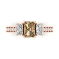thumbnail image 1 of 1.88 ct Emerald Cut Simulated Champagne Diamond 3 Stone 18K Rose Gold Womens Engagement Ring, 1 of 5