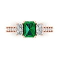thumbnail image 1 of 1.88 ct Emerald Cut Simulated Emerald 3 Stone 14K Rose Gold Womens Engagement Ring, 1 of 5
