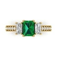 thumbnail image 1 of Clara Pucci 14K Yellow Gold Solid Gold Emerald Three-Stone Anniversary Ring for Women - 1.88 cttw Emerald Cut, 1 of 8