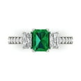 thumbnail image 1 of 1.88 ct Emerald Cut Simulated Emerald 3 Stone 18K White Gold Womens Engagement Ring, 1 of 5