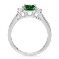 1.88 ct Emerald Cut Simulated Emerald Three-Stone Engagement Ring for Women in 18K White Gold