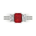 thumbnail image 1 of 1.88 ct Emerald Cut Simulated Ruby Three-Stone Engagement Ring for Women in 18K White Gold, 1 of 5