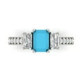 thumbnail image 1 of Clara Pucci 14K White Gold Solid Gold Turquoise Three-Stone Anniversary Ring for Women - 1.88 cttw Emerald Cut, 1 of 8