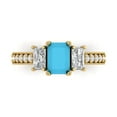 thumbnail image 1 of 1.88 ct Emerald Cut Simulated Turquoise 3 Stone 18K Yellow Gold Womens Engagement Ring, 1 of 5