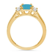 1.88 ct Emerald Cut Simulated Turquoise Three-Stone Engagement Ring for Women in 14K Yellow Gold
