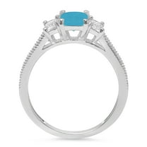 1.88 ct Emerald Cut Simulated Turquoise Three-Stone Engagement Ring for Women in 18K White Gold