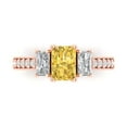 thumbnail image 1 of 1.88 ct Emerald Cut Simulated Yellow Diamond 3 Stone 18K Rose Gold Womens Engagement Ring, 1 of 4