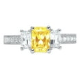 thumbnail image 1 of 1.88 ct Emerald Cut Simulated Yellow Diamond 3 Stone 18K White Gold Womens Engagement Ring, 1 of 6