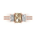thumbnail image 1 of 1.88 ctw 3 Stone Anniversary Ring for Women | Emerald Cut Yellow Moissanite | Hyperallergenic Solid 18K Rose Gold, 1 of 5