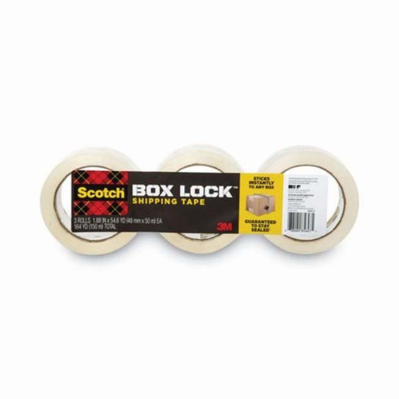 1.88 in. x 54.6 Yard Box Lock Packaging Tape, Clear - Pack of 3