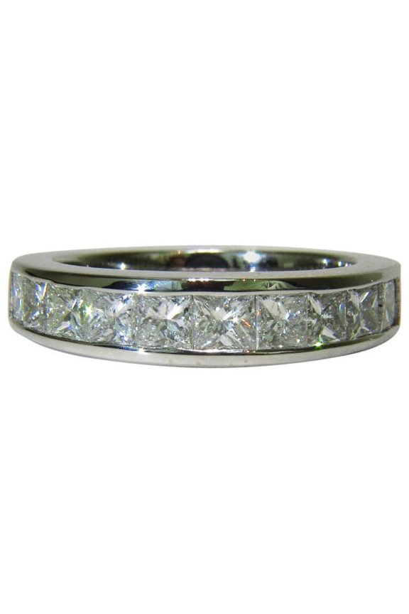 1.88CT DIAMONDS PRINCESS CUT BAND 14KT CLASSIC HALFWAY CHANNEL