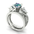 thumbnail image 1 of 1.89 ct Brilliant Round Cut Blue Moissanite 18K White Gold Solitaire with Accents Engagement Bridal Wedding Ring Band Set size 3.75, 1 of 7