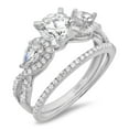 thumbnail image 1 of 1.89 ct Brilliant Round Cut Genuine Cultured Diamond VS1-VS2 G-H 18K White Gold Engagement Wedding Bridal Set Designer Ring bW/ Set size 9, 1 of 7