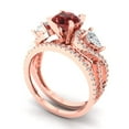 thumbnail image 1 of 1.89 ct Brilliant Round Cut Natural Garnet 14k Rose Gold Solitaire with Accents Engagement Bridal Wedding Ring Band Set size 10.25, 1 of 7