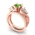 thumbnail image 1 of 1.89 ct Brilliant Round Cut Natural Peridot 14k Rose Gold Solitaire with Accents Engagement Bridal Wedding Ring Band Set size 3.5, 1 of 7