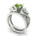 thumbnail image 1 of 1.89 ct Brilliant Round Cut Natural Peridot 18K White Gold Solitaire with Accents Engagement Bridal Wedding Ring Band Set size 8.75, 1 of 7