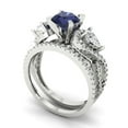 thumbnail image 1 of 1.89 ct Brilliant Round Cut Blue Sapphire 14k White Gold Solitaire with Accents Engagement Bridal Wedding Ring Band Set size 11, 1 of 7