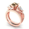 thumbnail image 1 of 1.89 ct Brilliant Round Cut Champagne 18K Rose Gold Solitaire with Accents Engagement Bridal Wedding Ring Band Set size 5.75, 1 of 7