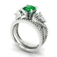 thumbnail image 1 of 1.89 ct Brilliant Round Cut Emerald 14k White Gold Solitaire with Accents Engagement Bridal Wedding Ring Band Set size 10, 1 of 7