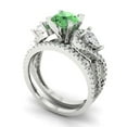 thumbnail image 1 of 1.89 ct Brilliant Round Cut Green Zircon 14k White Gold Solitaire with Accents Engagement Bridal Wedding Ring Band Set size 4, 1 of 7