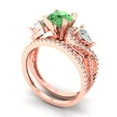 thumbnail image 1 of 1.89 ct Brilliant Round Cut Green Zircon 18K Rose Gold Solitaire with Accents Engagement Bridal Wedding Ring Band Set size 10.5, 1 of 7