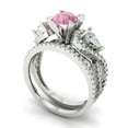 thumbnail image 1 of 1.89 ct Brilliant Round Cut Pink Zircon 14k White Gold Solitaire with Accents Engagement Bridal Wedding Ring Band Set size 8.5, 1 of 7