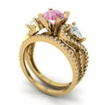 thumbnail image 1 of 1.89 ct Brilliant Round Cut Pink Zircon 14k Yellow Gold Solitaire with Accents Engagement Bridal Wedding Ring Band Set size 5.25, 1 of 7