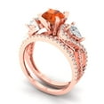 thumbnail image 1 of 1.89 ct Brilliant Round Cut Red Zircon 14k Rose Gold Solitaire with Accents Engagement Bridal Wedding Ring Band Set size 3.75, 1 of 7