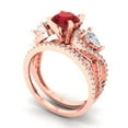 thumbnail image 1 of 1.89 ct Brilliant Round Cut Ruby 18K Rose Gold Solitaire with Accents Engagement Bridal Wedding Ring Band Set size 8, 1 of 7