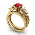 thumbnail image 1 of 1.89 ct Brilliant Round Cut Ruby 18K Yellow Gold Solitaire with Accents Engagement Bridal Wedding Ring Band Set size 4.75, 1 of 7