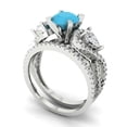 thumbnail image 1 of 1.89 ct Brilliant Round Cut Turquoise 14k White Gold Solitaire with Accents Engagement Bridal Wedding Ring Band Set size 8.75, 1 of 7