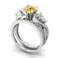 thumbnail image 1 of 1.89 ct Brilliant Round Cut Yellow Zircon 14k White Gold Solitaire with Accents Engagement Bridal Wedding Ring Band Set size 6.5, 1 of 7