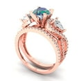 thumbnail image 1 of 1.89 ct Brilliant Round Cut Blue Moissanite 18K Rose Gold Solitaire with Accents Engagement Bridal Wedding Ring Band Set size 6.75, 1 of 7