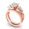 thumbnail image 1 of 1.89 ct Brilliant Round Cut White Sapphire 14k Rose Gold Solitaire with Accents Engagement Bridal Wedding Ring Band Set size 9, 1 of 7