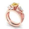 thumbnail image 1 of 1.89 ct Brilliant Round Cut Yellow Moissanite 14k Rose Gold Solitaire with Accents Engagement Bridal Wedding Ring Band Set size 9.5, 1 of 7