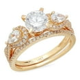 thumbnail image 1 of 1.89 ct Round Cut Genuine Cultured Diamond SI1-SI2 G-H 14K Yellow Gold Engagement Wedding Bridal Set Designer Ring bW/ Set W/ Crystal side stones size 4, 1 of 6
