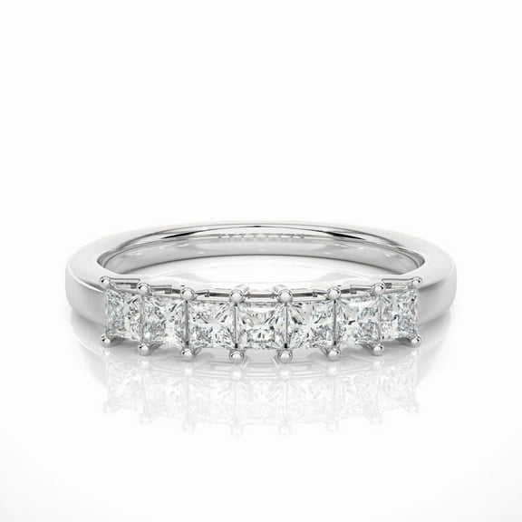 1.8Ct Princess Dianty Natural Moissanite Half Eternity Women's 14K Gold Plated Wedding Ring 925 Sterling Silver