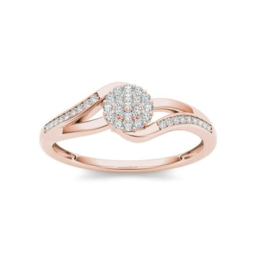 1/8Ct TDW Diamond 10K Rose Gold Diamond Cluster Fashion Ring