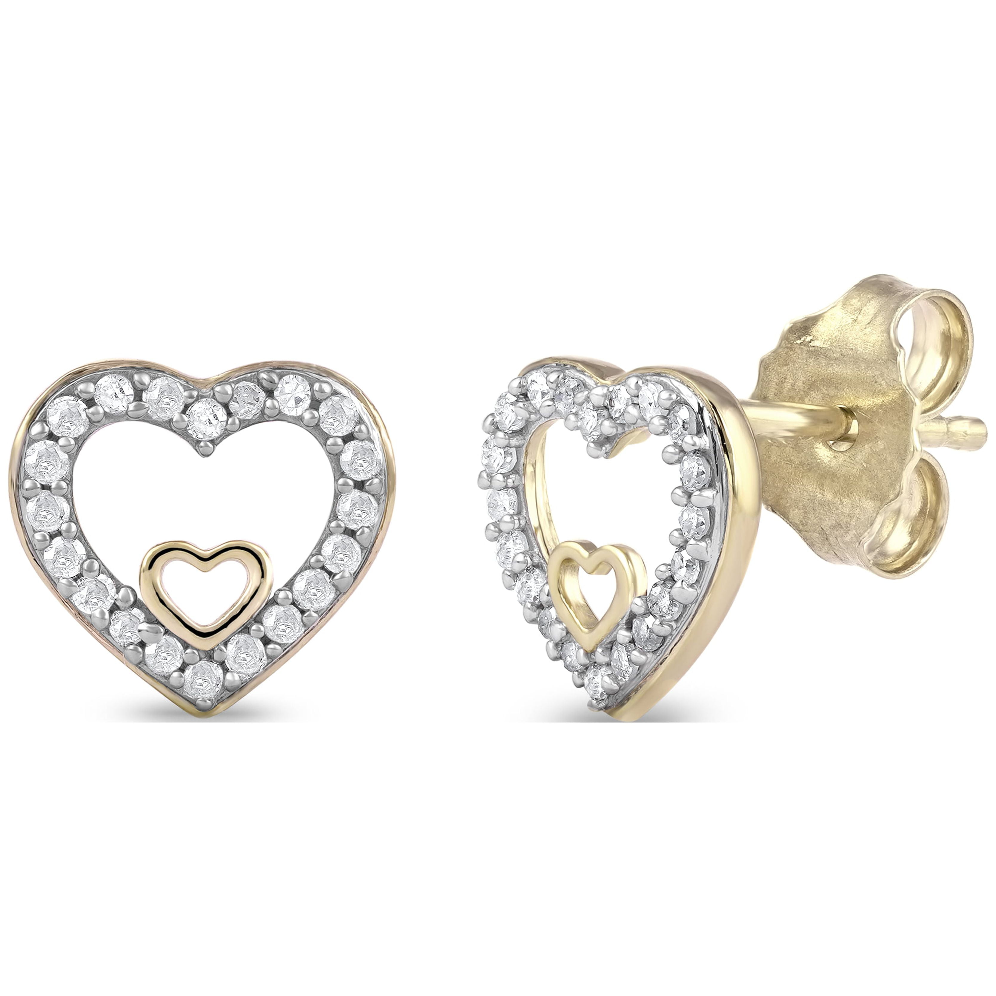 14K Gold Heart Shape Friction Push Back Earring