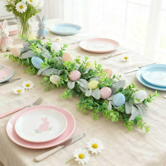 1.8FT Artificial Easter Egg Garland,Rustic Spring Garland for Mantle,Easter Garland Decorations for Tree,Table,Home Party