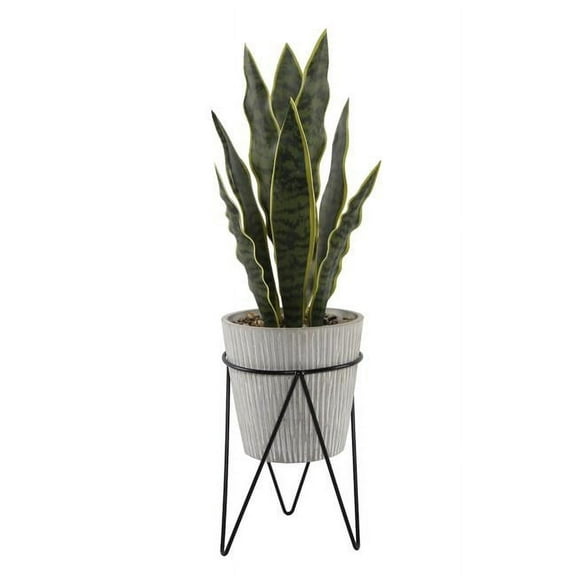 1.8Ft Artificial Snake Plant in Cement Planter on a Metal Stand