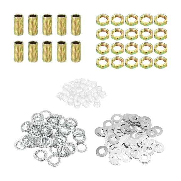 1/8IP Thread 0.79" Lamp Pipe Kit with Lock Nuts Washers, Fasteners Assortment Hardware for Chandelier Ceiling Light DIY, Zinc Plating