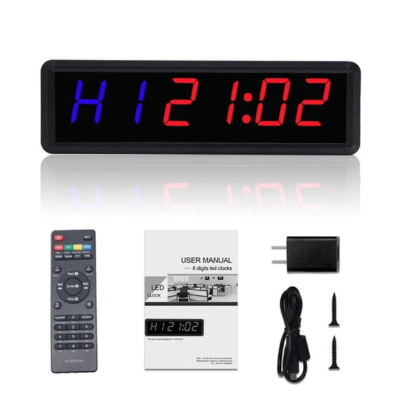 1.8Inch Digits Clock Stopwatch,Gym Timer LED Interval Timer Digital Countdown Wall Clock Fitness Timer For Home